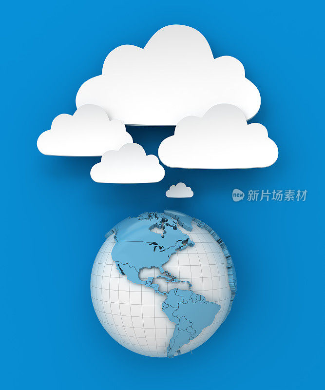 全球连接到云与copyspace, 3d渲染